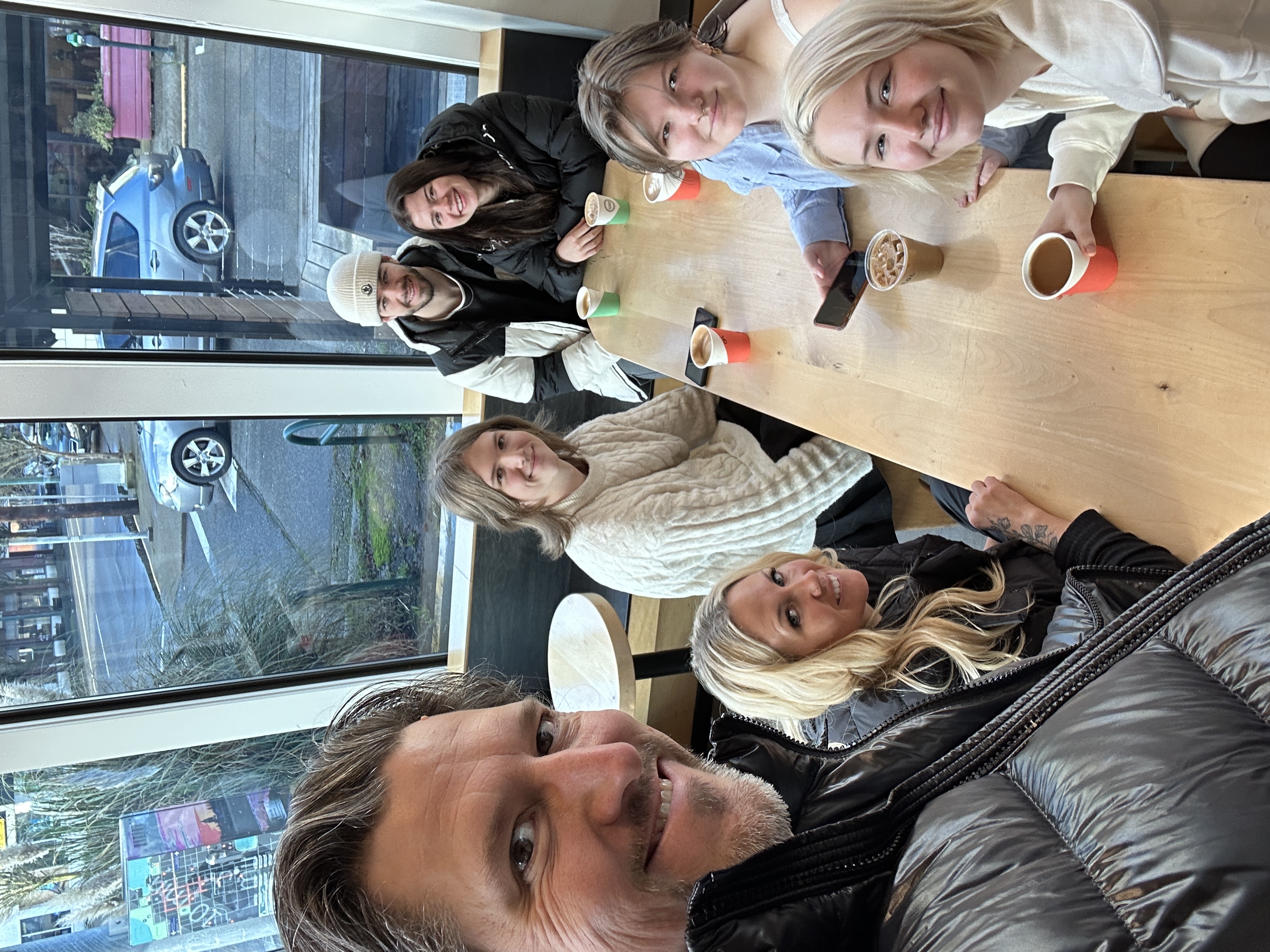 The Roach family at a coffee shop